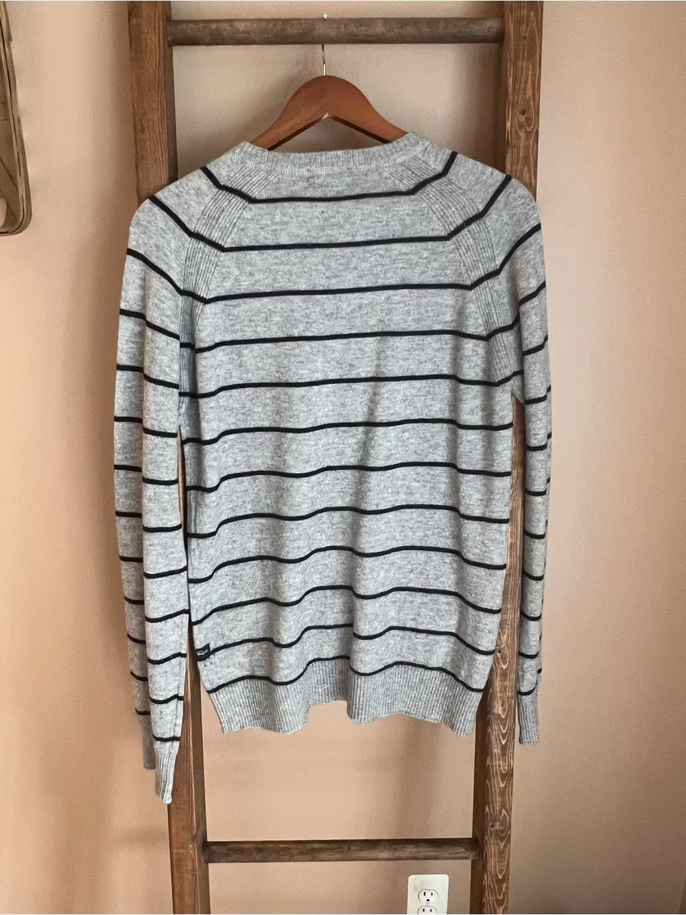 Rails Men's Gray Striped Crewneck Wool Blend Sweater